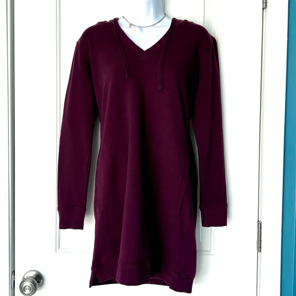 NY&Co maroon hooded sweatshirt dress Size S GUC